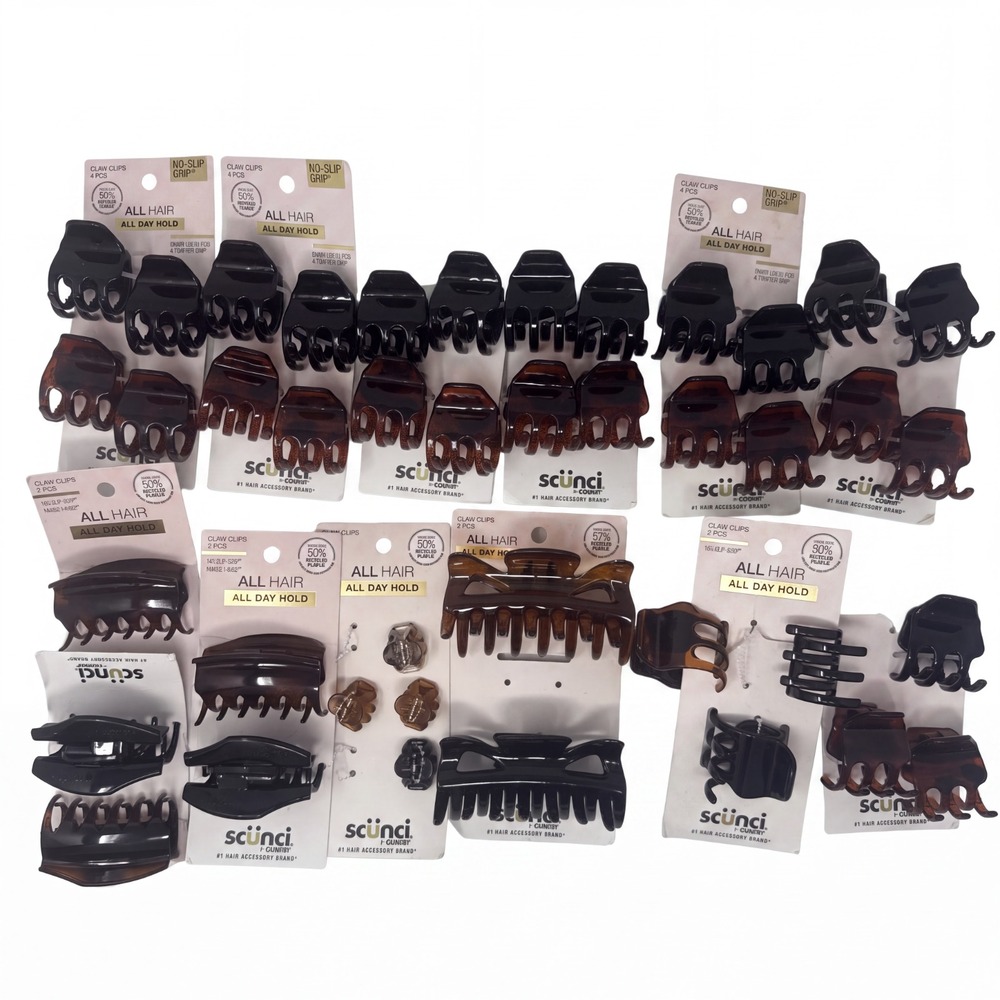 41 Scunci No-Slip Grip Claw Clips - Tortoise/Black - All Hair - 4 Sizes